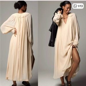 Anthropologie Cream Long Sleeve Dress